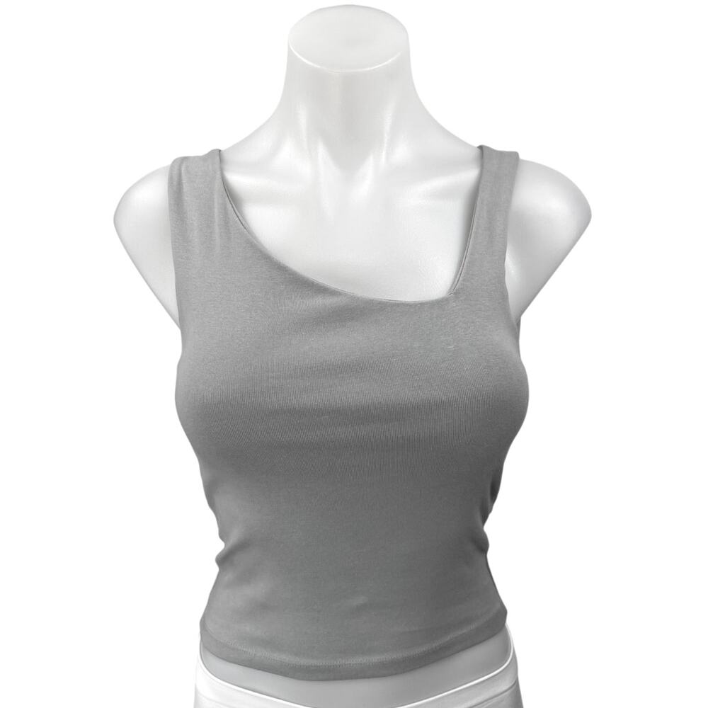 Zara Women's Gray Stretch Sleeveless Casual Pullover Crop Tank Top Size S